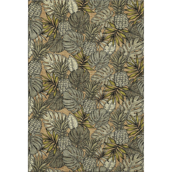 HomeRoots 8' X 10' Modern Khaki Gray & Yellow Geometric Washable Area Rug with UV Protection for Homes 646371