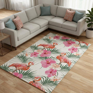 HomeRoots 8' X 10' Stylish Pink, Ivory & Green Geometric Area Rug – Washable, UV-Protected & Pet-Friendly! 646377