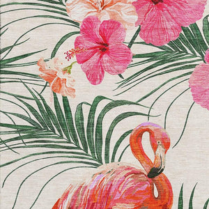 HomeRoots 8' X 10' Stylish Pink, Ivory & Green Geometric Area Rug – Washable, UV-Protected & Pet-Friendly! 646377