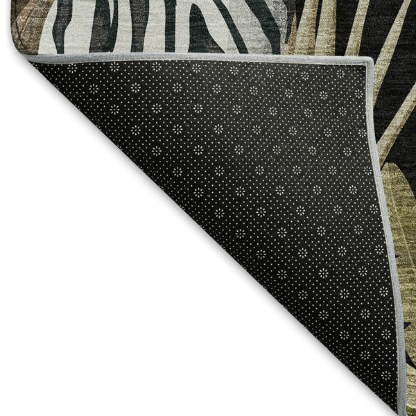 HomeRoots 9' X 12' Midnight Green & Brown Geometric Area Rug - Washable, Stain-Resistant, UV-Protected Design 646384