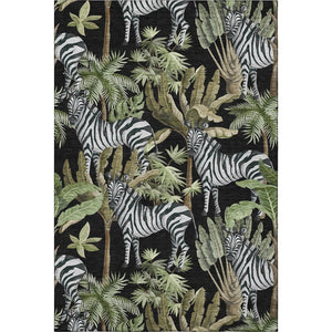 HomeRoots 10' X 14' Midnight Green Geometric Area Rug - Washable, Durable, Stain-Resistant for Active Spaces 646385
