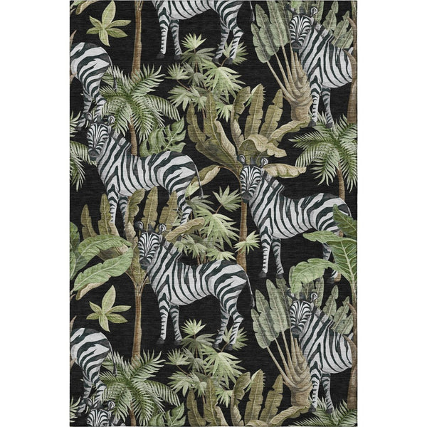 HomeRoots 10' X 14' Midnight Green Geometric Area Rug - Washable, Durable, Stain-Resistant for Active Spaces 646385