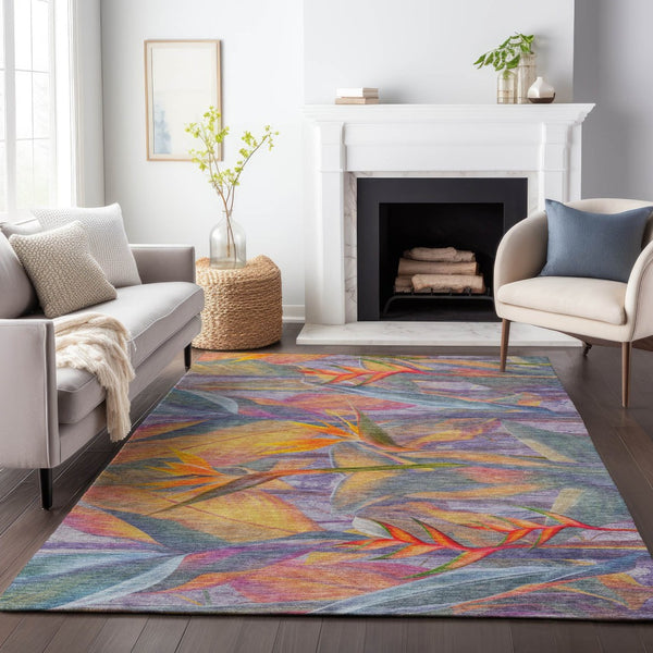 HomeRoots 5' X 8' Colorful Geometric Area Rug – Washable, UV-Protected, Non-Slip, Perfect for Family Spaces! 646387