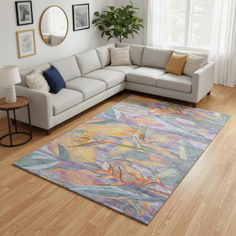 HomeRoots 8' X 10' Colorful Geometric Washable Area Rug with UV Protection for Kids, Pets & High-Traffic Spaces 646389