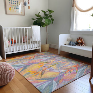 HomeRoots 8' X 10' Colorful Geometric Washable Area Rug with UV Protection for Kids, Pets & High-Traffic Spaces 646389