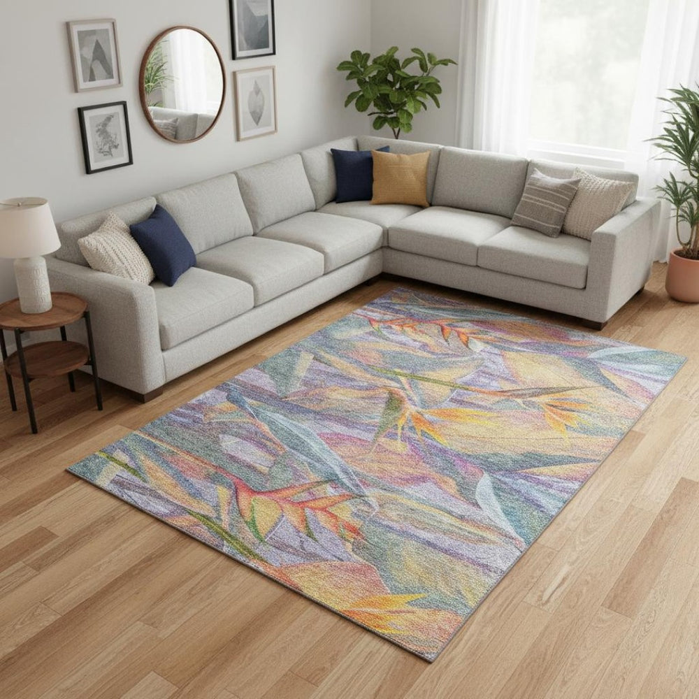 HomeRoots 9' X 12' Colorful Geometric Washable Area Rug with UV Protection – Ideal for Busy Homes & Modern Décor 646390