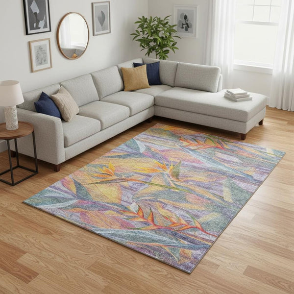 HomeRoots 10' X 14' Rainbow Geometric Washable Area Rug - Stylish, Durable, UV-Protected for Busy Homes 646391