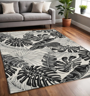 HomeRoots 5' X 8' Stylish Midnight & Ivory Geometric Area Rug - Washable, Durable, UV Protected for Family Homes 646399