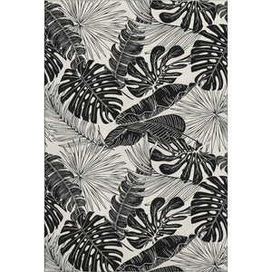 HomeRoots 5' X 8' Stylish Midnight & Ivory Geometric Area Rug - Washable, Durable, UV Protected for Family Homes 646399
