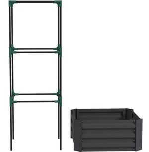 English Elm Garden Galvanized Steel Raised Planter with Integrated Trellis for Climbing Vegetables T3971P422764