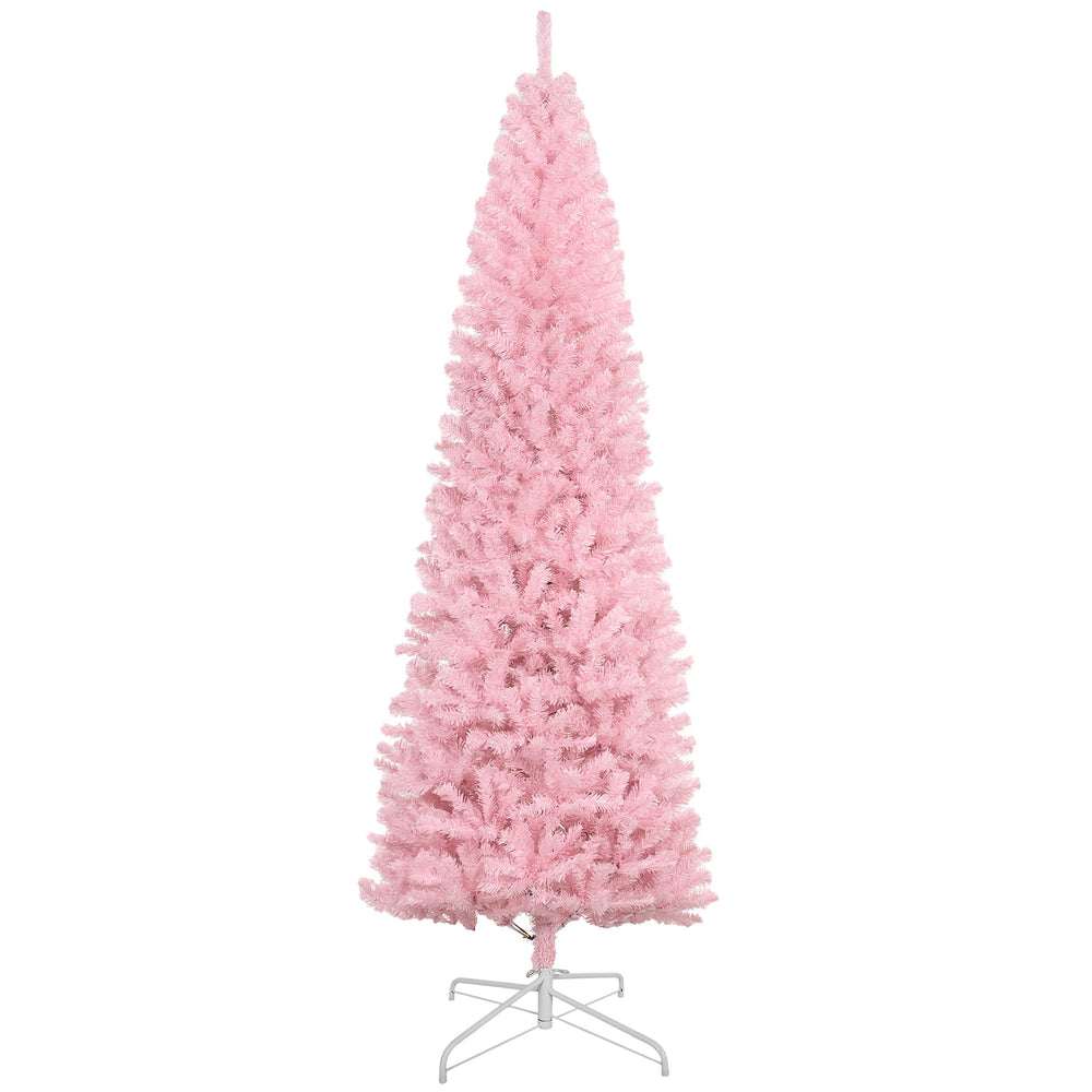 English Elm Homcom 8' Tall Slim Pink Douglas Fir Christmas Tree With 1168 Realistic Tips - Perfect For Small Spaces! W2225P249615