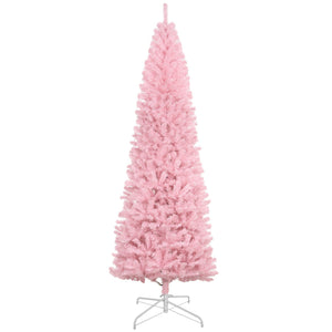 English Elm Homcom 8' Tall Slim Pink Douglas Fir Christmas Tree With 1168 Realistic Tips - Perfect For Small Spaces! W2225P249615