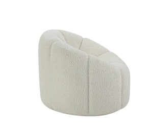 English Elm Osmash Plush White Teddy Sherpa Swivel Chair — Cozy 360° Rotation, Full Foam Seat, Sturdy Wood Frame B2726P265300