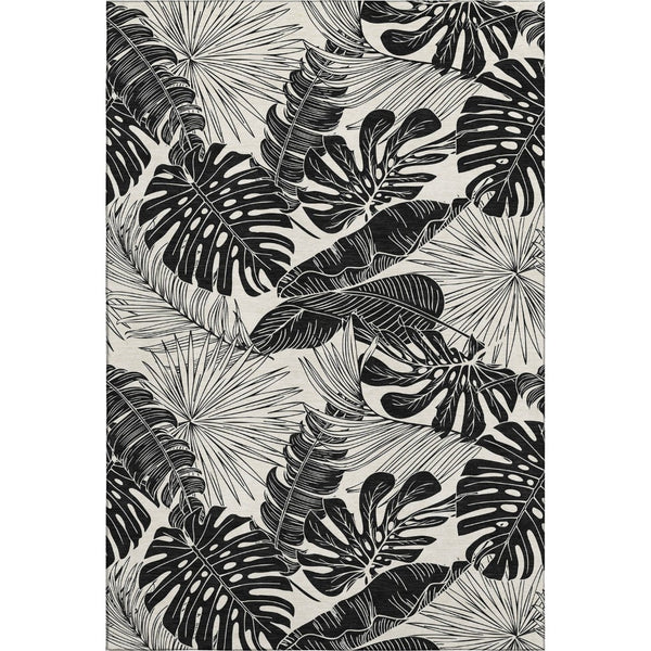 HomeRoots 9' X 12' Stylish Midnight & Ivory Geometric Area Rug - Washable, UV-Protected, Stain Resistant! 646402