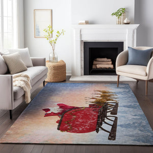HomeRoots 5' X 8' Vibrant Geometric Area Rug - Washable, UV Protected, Stain Resistant for Modern Living Spaces 646405