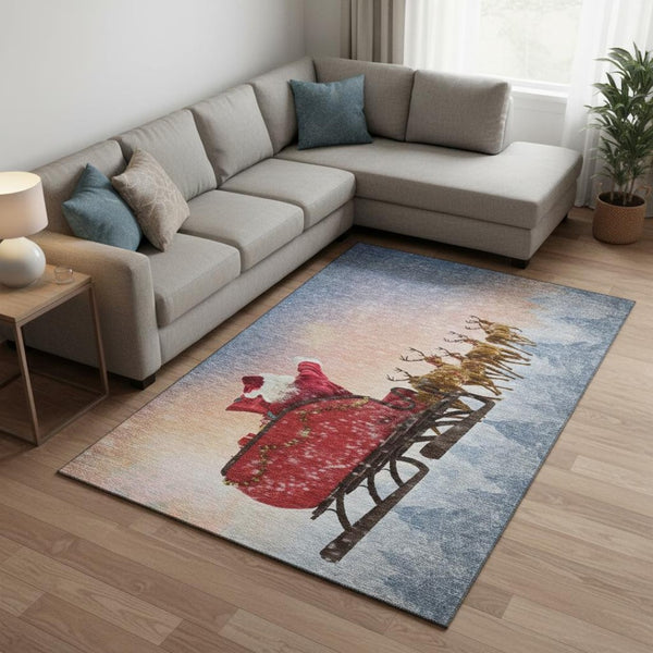 HomeRoots 8' x 10' Colorful Geometric Area Rug with UV Protection – Washable, Durable, and Stain Resistant for Homes 646407