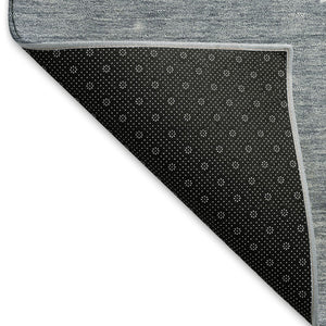 HomeRoots 8' X 10' Stylish Ash Gray, Ivory & Blue Geometric Area Rug – Washable, UV Protected for Busy Homes! 646413