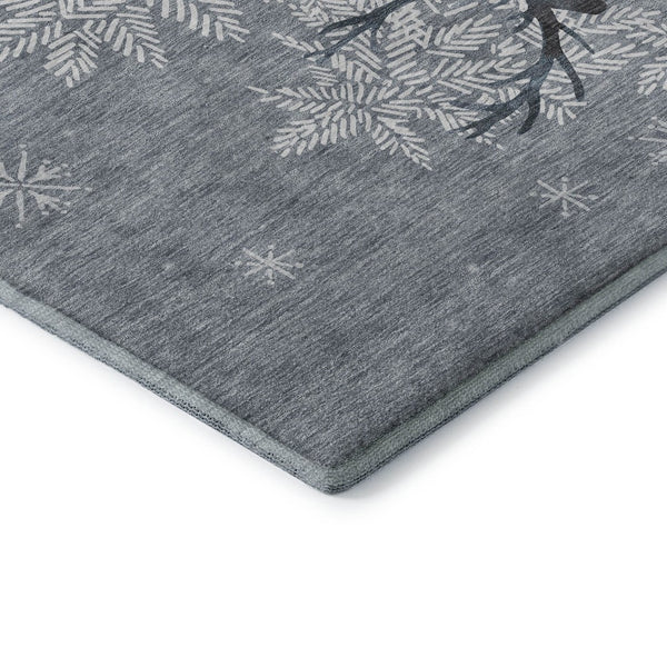 HomeRoots 8' X 10' Stylish Ash Gray, Ivory & Blue Geometric Area Rug – Washable, UV Protected for Busy Homes! 646413