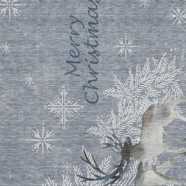 HomeRoots 8' X 10' Stylish Ash Gray, Ivory & Blue Geometric Area Rug – Washable, UV Protected for Busy Homes! 646413