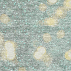 HomeRoots 5' X 8' Stylish Blue, Gold & Ivory Geometric Washable Area Rug with UV Protection for Homes 646417