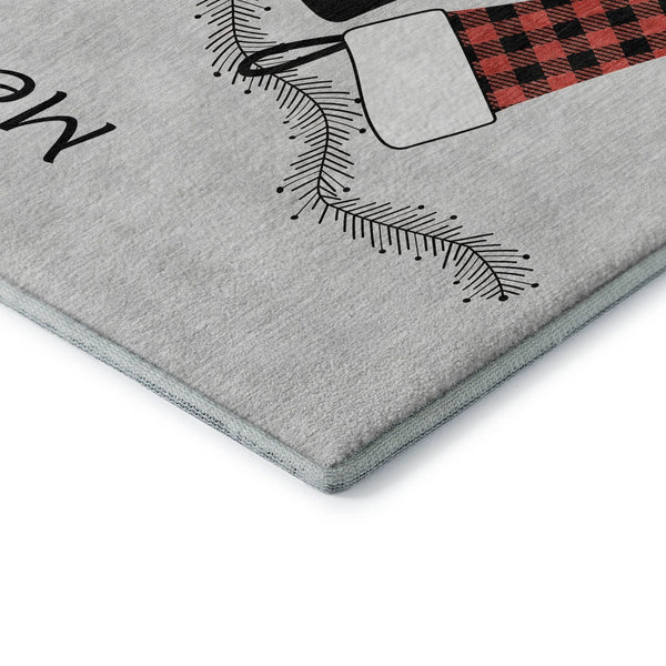 HomeRoots 9' X 12' Gray Red Green Geometric Washable Area Rug - Stain Resistant, UV Protected, Soft & Stylish! 646432