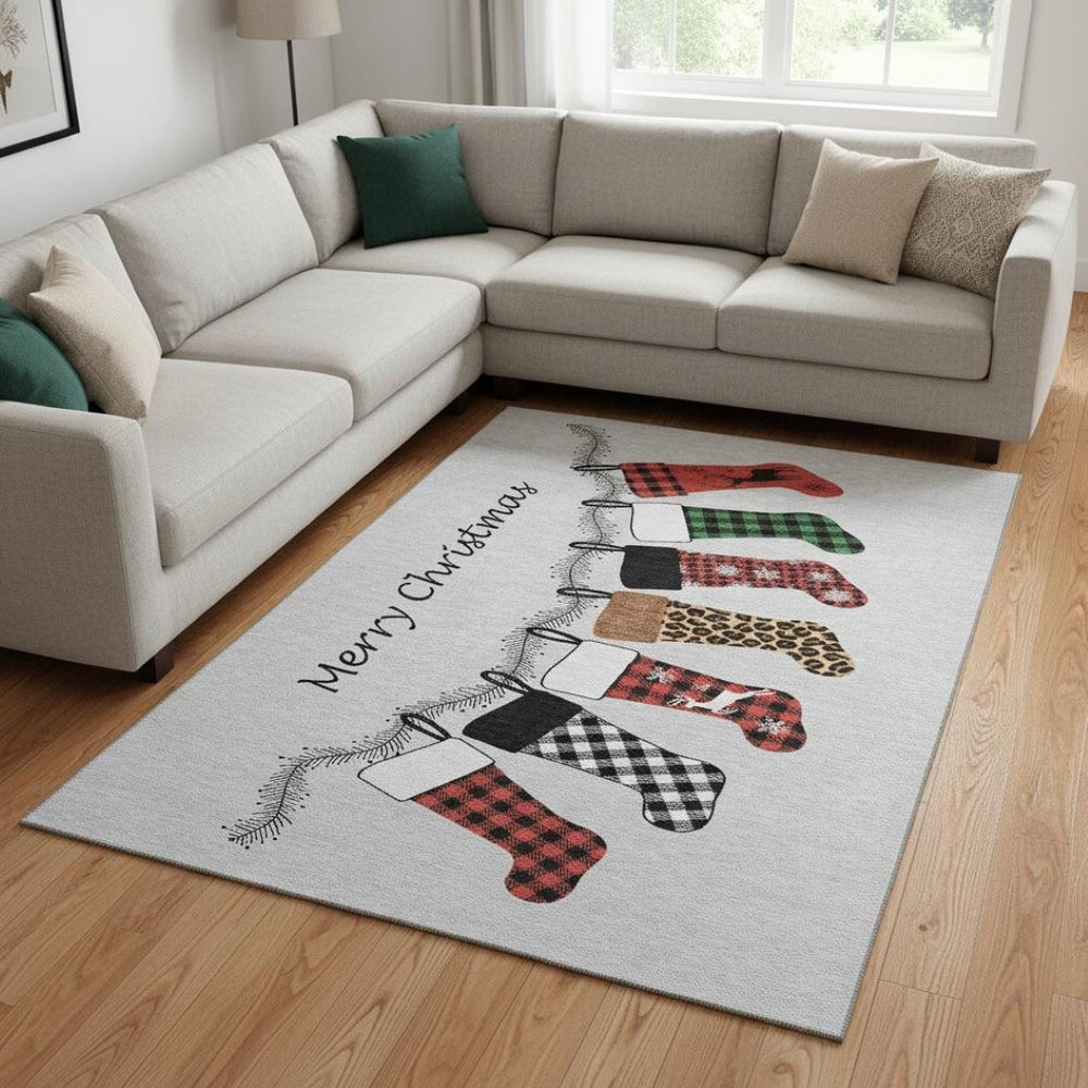 HomeRoots 10' X 14' Gray, Red & Green Geometric Washable Area Rug - Durable, UV-Protected & Stylish Design 646433