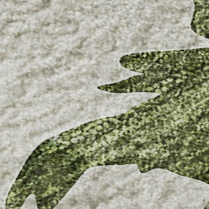HomeRoots 5' X 8' Washable Taupe Green & Gray Animal Print Area Rug - Durable, Stain-Resistant, UV Protected 646447