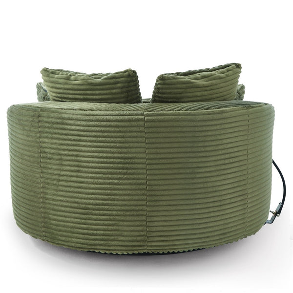 English Elm Swivel Barrel Accent Chair Chenille Tufted Round Club Seat for Living Room Lounge Green N719S002320F