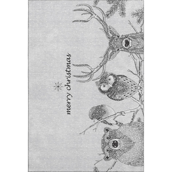 HomeRoots 5' X 8' Gray And Ivory Animal Print Area Rug – Washable, UV-Protected, Pet-Friendly Accent for Your Home 646459