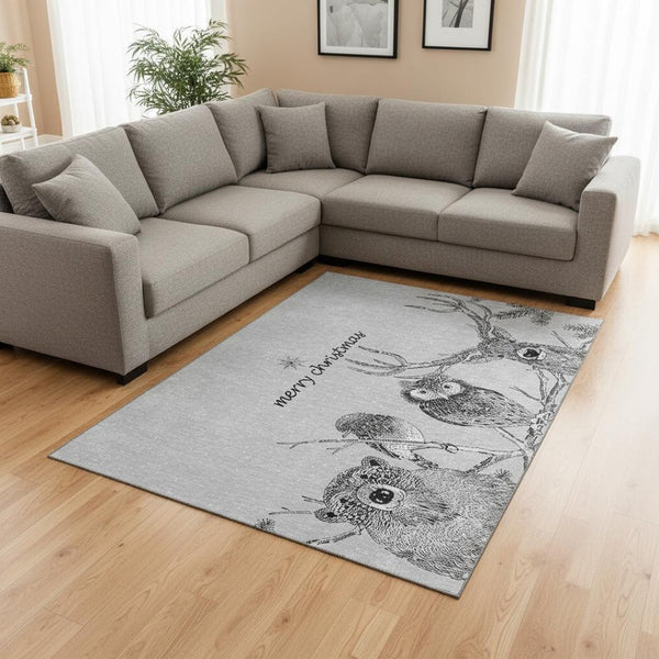 HomeRoots 8' X 10' Gray and Ivory Animal Print Area Rug - Stylish, Washable, UV-Protected for Busy Homes 646461
