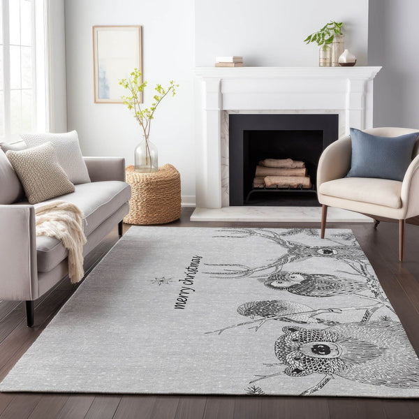 HomeRoots 8' X 10' Gray and Ivory Animal Print Area Rug - Stylish, Washable, UV-Protected for Busy Homes 646461