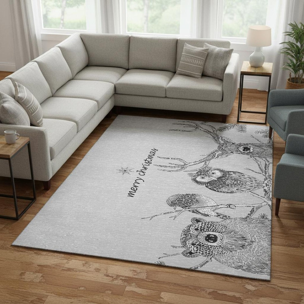 HomeRoots 9' X 12' Gray And Ivory Animal Print Area Rug - Washable, UV-Protected, Perfect for Busy Homes! 646462