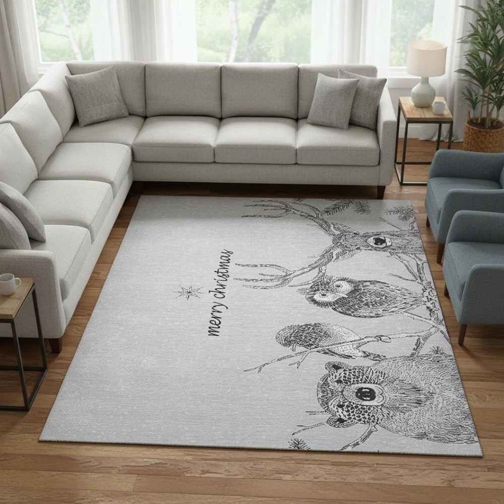 HomeRoots 10' X 14' Stylish Gray and Ivory Animal Print Area Rug - Washable, UV-Protected, Durable Design 646463