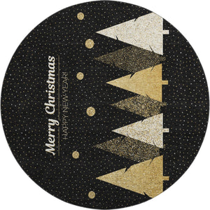 HomeRoots 8' Midnight Gold Polka Dot Washable Round Rug - Durable, UV Protected, Perfect for Every Room! 646466