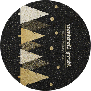 HomeRoots 8' Midnight Gold Polka Dot Washable Round Rug - Durable, UV Protected, Perfect for Every Room! 646466