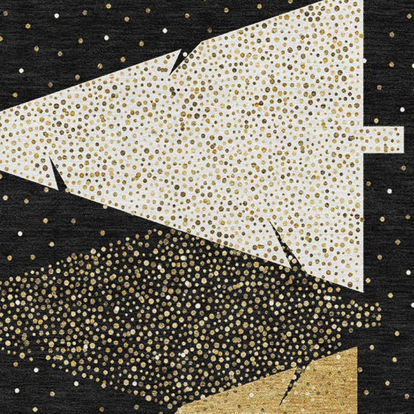 HomeRoots 8' X 10' Stylish Midnight Gold & Ivory Polka Dot Washable Area Rug with UV Protection & Durability 646467