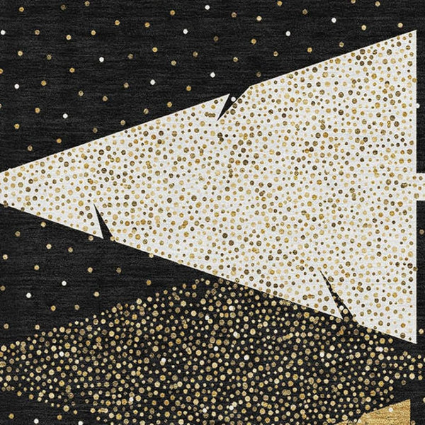 HomeRoots 10' Midnight Gold & Ivory Polka Dot Area Rug - Washable, UV Protected, Stain Resistant, Durable Style! 646469
