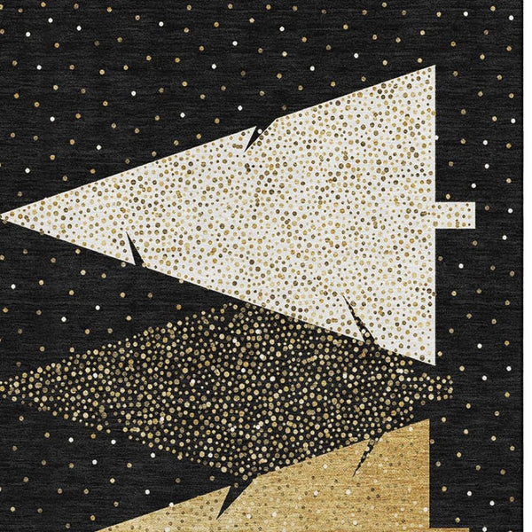 HomeRoots 10' Midnight Gold & Ivory Polka Dot Area Rug - Washable, UV Protected, Stain Resistant, Durable Style! 646469