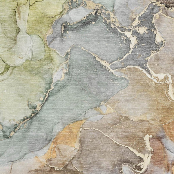 HomeRoots 5' X 8' Beige and Taupe Abstract Area Rug - Durable, Washable with UV Protection for Modern Homes 646478