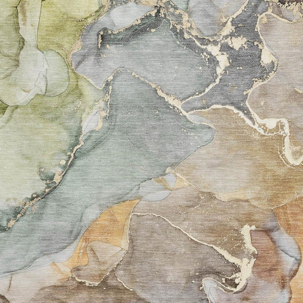 HomeRoots 5' X 8' Beige and Taupe Abstract Area Rug - Durable, Washable with UV Protection for Modern Homes 646478
