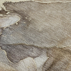 HomeRoots 8' X 10' Beige and Taupe Abstract Area Rug - Washable, Stain Resistant, UV Protected for Modern Homes 646480