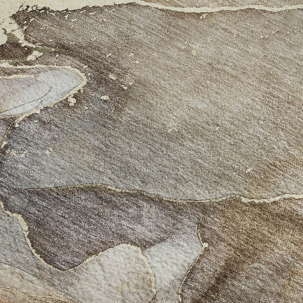 HomeRoots 8' X 10' Beige and Taupe Abstract Area Rug - Washable, Stain Resistant, UV Protected for Modern Homes 646480