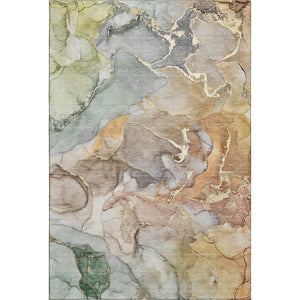 HomeRoots 9' X 12' Washable Beige & Taupe Abstract Area Rug with UV Protection for High-Traffic Spaces 646481