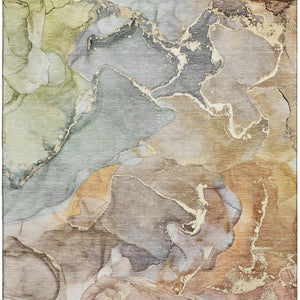 HomeRoots 9' X 12' Washable Beige & Taupe Abstract Area Rug with UV Protection for High-Traffic Spaces 646481