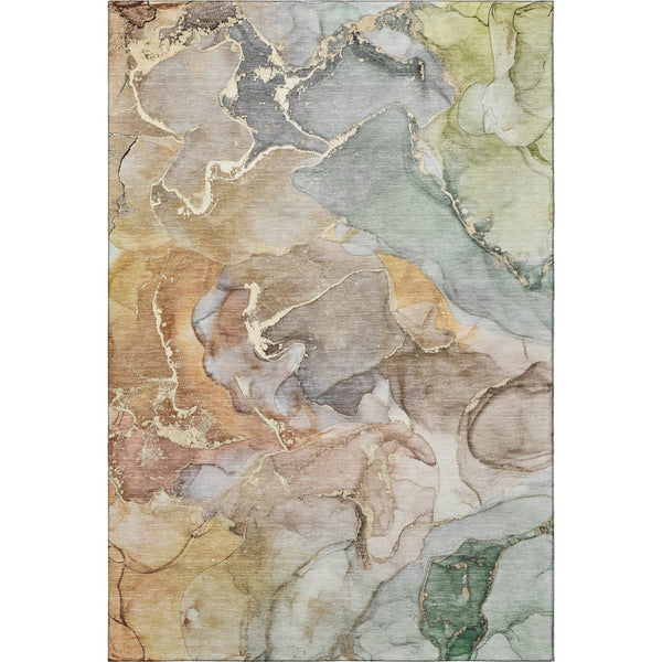 HomeRoots 9' X 12' Washable Beige & Taupe Abstract Area Rug with UV Protection for High-Traffic Spaces 646481