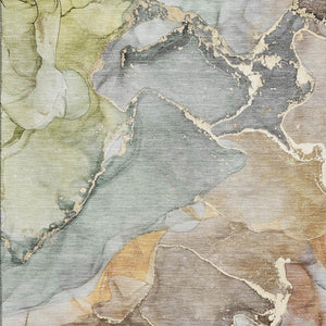 HomeRoots 10' X 14' Beige and Taupe Abstract Washable Area Rug – Durable, UV-Protected, Modern Design Ideal for Families 646482