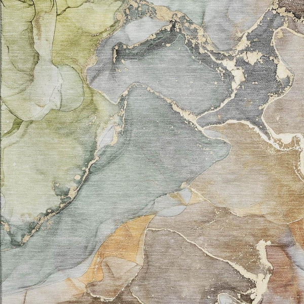 HomeRoots 10' X 14' Beige and Taupe Abstract Washable Area Rug – Durable, UV-Protected, Modern Design Ideal for Families 646482