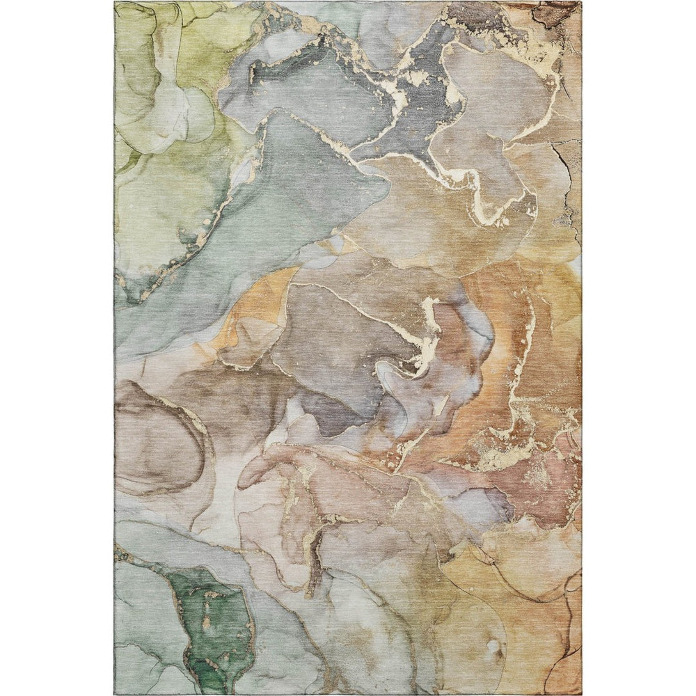 HomeRoots 10' X 14' Beige and Taupe Abstract Washable Area Rug – Durable, UV-Protected, Modern Design Ideal for Families 646482