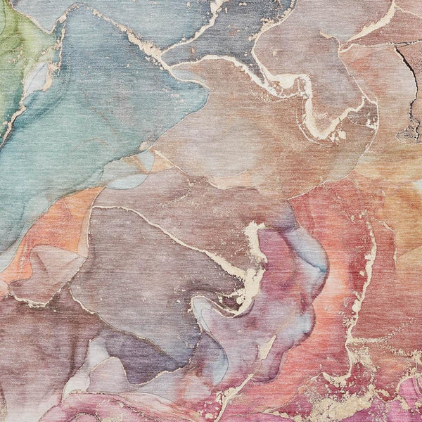 HomeRoots 8' X 10' Stunning Blue and Green Abstract Washable Area Rug with UV and Stain Protection for Homes 646486