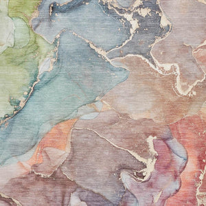 HomeRoots 8' X 10' Stunning Blue and Green Abstract Washable Area Rug with UV and Stain Protection for Homes 646486